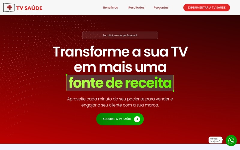 Página inicial do site TV Saúde